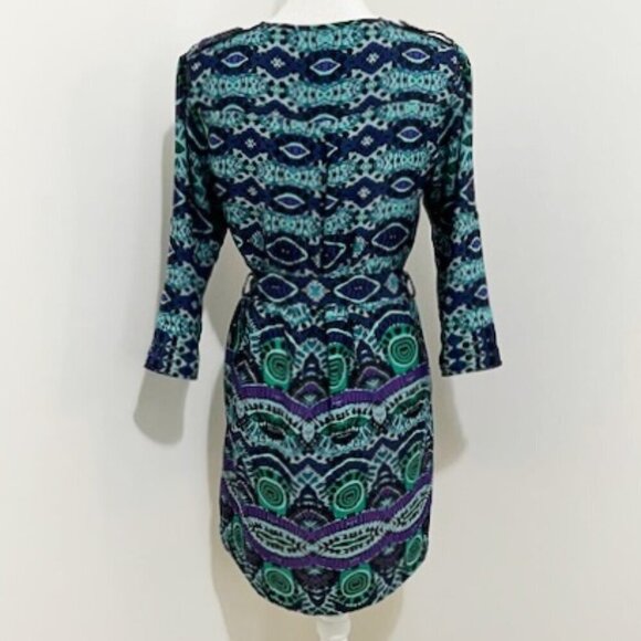 Maeve Anthropologie Belted Shirt Dress Frequencies Ikat Size XS - Picture 4 of 6